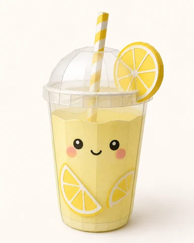 Vista previa de Paper Squishy de Vaso de Limonada Kawaii